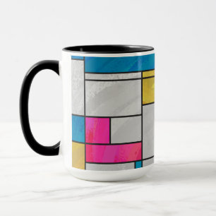 Mondriaan Geel Blauw Afdrukken Mok