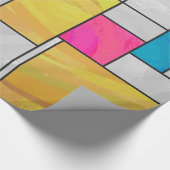 Mondriaan Geel Roze Blauw Afdrukken Cadeaupapier (Hoek)
