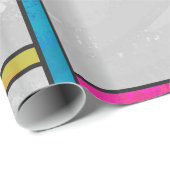 Mondriaan Geel Roze Blauw Afdrukken Cadeaupapier (Rol Hoek)