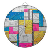 Mondriaan Geel Roze Blauw Afdrukken Dartbord (Voorkant)