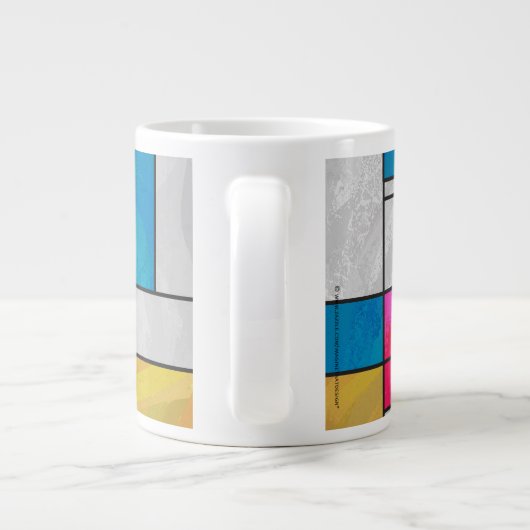 Mondriaan Geel Roze Blauw Afdrukken Grote Koffiekop (Achterkant)