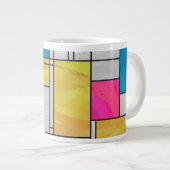 Mondriaan Geel Roze Blauw Afdrukken Grote Koffiekop (Voorkant rechts)