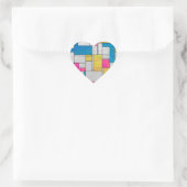 Mondriaan Geel Roze Blauw Afdrukken Hart Sticker (Tas)