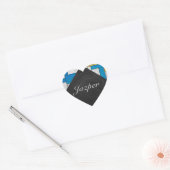 Mondriaan Geel Roze Blauw Afdrukken Hart Sticker (Envelop)