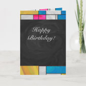 Mondriaan Geel Roze Blauw Afdrukken Kaart (Voorkant)