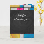 Mondriaan Geel Roze Blauw Afdrukken Kaart (Gele Bloem)