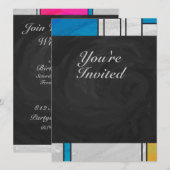 Mondriaan Geel Roze Blauw Afdrukken Kaart (Voorkant / Achterkant)