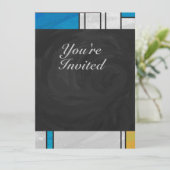 Mondriaan Geel Roze Blauw Afdrukken Kaart (Staand voorkant)