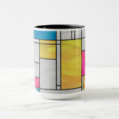 Mondriaan Geel Roze Blauw Afdrukken Mok (Midden)