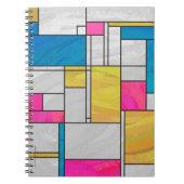 Mondriaan Geel Roze Blauw Afdrukken Notitieboek (Voorkant)