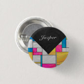 Mondriaan Geel Roze Blauw Afdrukken Ronde Button 3,2 Cm (Voorkant /achterkant)