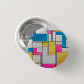 Mondriaan Geel Roze Blauw Afdrukken Ronde Button 3,2 Cm (Voorkant /achterkant)
