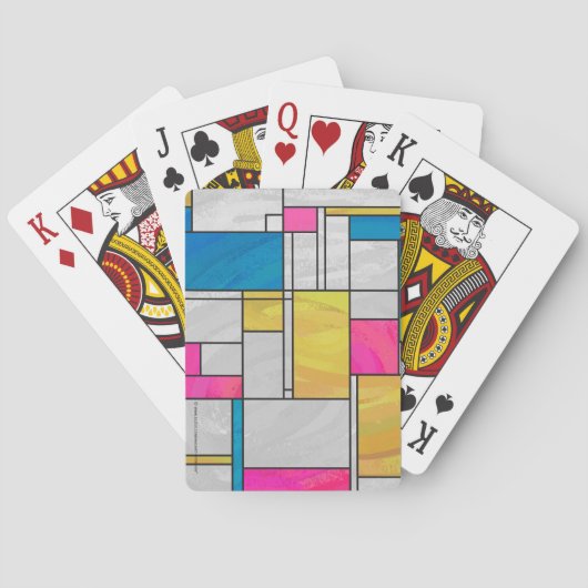 Mondriaan Geel Roze Blauw Afdrukken Speelkaarten (Achterkant)