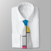 Mondriaan Geel Roze Blauw Afdrukken Stropdas (Gebonden)