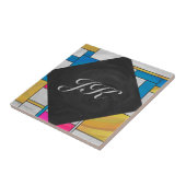 Mondriaan Geel Roze Blauw Afdrukken Tegeltje (Zijkant)