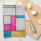 Mondriaan Geel Roze Blauw Afdrukken Theedoek (Quarter Fold)