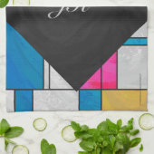 Mondriaan Geel Roze Blauw Afdrukken Theedoek (Gevouwen)