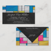 Mondriaan Geel Roze Blauw Afdrukken Visitekaartje (Voorkant / Achterkant)
