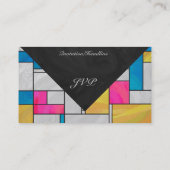 Mondriaan Geel Roze Blauw Afdrukken Visitekaartje (Achterkant)