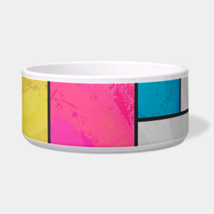 Mondriaan Geel Roze Blauw Afdrukken Voerbakje
