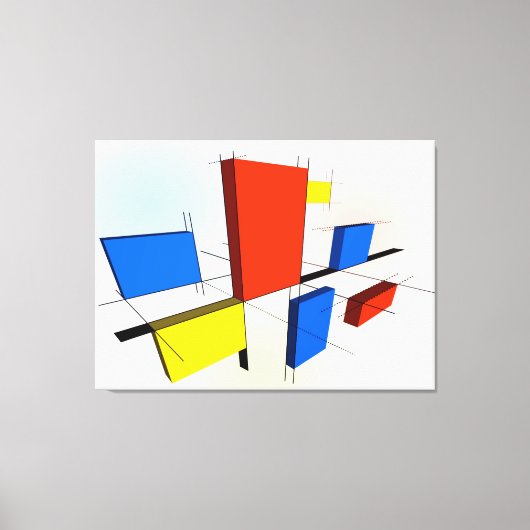 Mondriaan geïnspireerd 3D Canvas Afdruk (Voorkant)