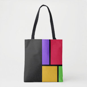 Mondriaan geïnspireerd kleurenblok tote bag