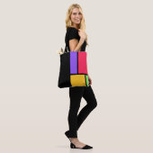 Mondriaan geïnspireerd kleurenblok tote bag (Op model)