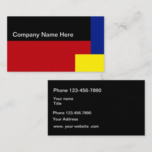 Mondriaan geïnspireerd minimalistisch ontwerp visitekaartje (Voorkant / Achterkant)