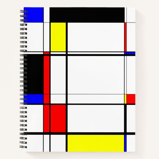 Mondriaan geïnspireerd Modern Geometric Red Blauw  Notitieboek (Voorkant)