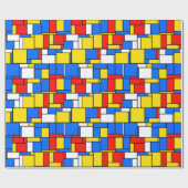 Mondriaan geïnspireerd Stijl Rood Blauw Geel Patro Cadeaupapier (Vlak)