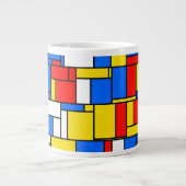 Mondriaan geïnspireerd Stijl Rood Blauw Geel Patro Grote Koffiekop (Voorkant)