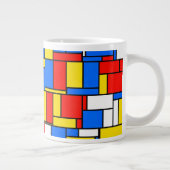 Mondriaan geïnspireerd Stijl Rood Blauw Geel Patro Grote Koffiekop (Rechts)