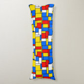 Mondriaan geïnspireerd Stijl Rood Blauw Geel Patro Lichaamskussen (Voorkant Verticaal)