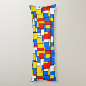Mondriaan geïnspireerd Stijl Rood Blauw Geel Patro Lichaamskussen (Achterkant (Verticaal))