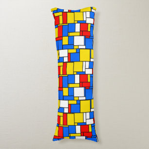 Mondriaan geïnspireerd Stijl Rood Blauw Geel Patro Lichaamskussen