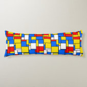 Mondriaan geïnspireerd Stijl Rood Blauw Geel Patro Lichaamskussen (Voorkant)
