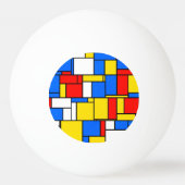 Mondriaan geïnspireerd Stijl Rood Blauw Geel Patro Pingpongbal (Voorkant)