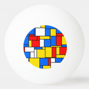 Mondriaan geïnspireerd Stijl Rood Blauw Geel Patro Pingpongbal