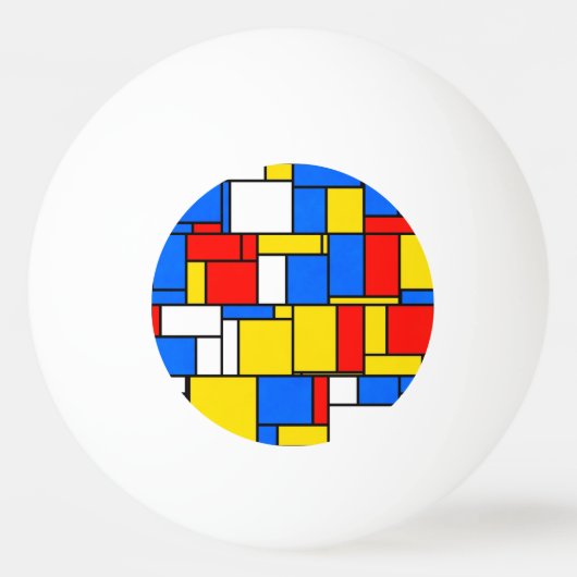 Mondriaan geïnspireerd Stijl Rood Blauw Geel Patro Pingpongbal (Achterkant)