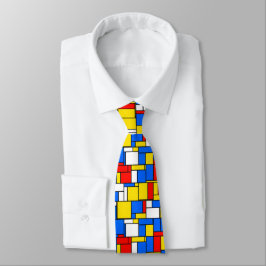 Mondriaan geïnspireerd Stijl Rood Blauw Geel Patro Stropdas