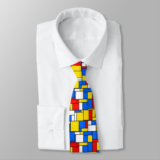 Mondriaan geïnspireerd Stijl Rood Blauw Geel Patro Stropdas (Gebonden)