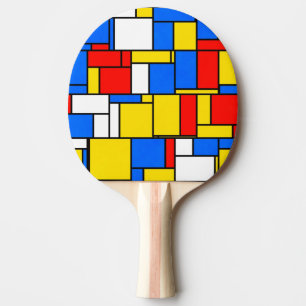 Mondriaan geïnspireerd Stijl Rood Blauw Geel Patro Tafeltennisbatje