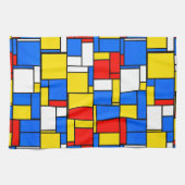 Mondriaan geïnspireerd Stijl Rood Blauw Geel Patro Theedoek (Horizontaal)