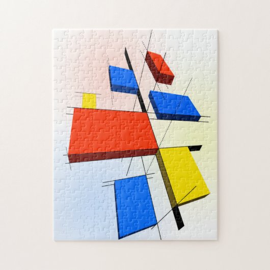 Mondriaan geïnspireerde 3D Legpuzzel (Verticaal)