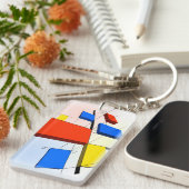 Mondriaan geïnspireerde 3D Sleutelhanger (Voorkant Rechts)