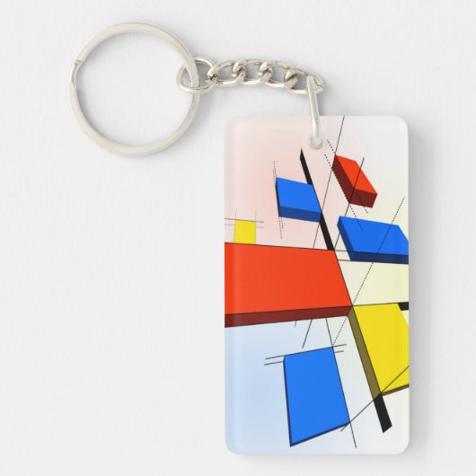 Mondriaan geïnspireerde 3D Sleutelhanger (Voorkant)