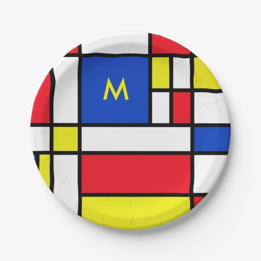 Mondriaan geïnspireerde geometrische vormgeving Ab Papieren Bordje (Voorkant)
