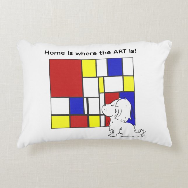 Mondriaan Geïnspireerde Kamille Accent Kussen (Voorkant)