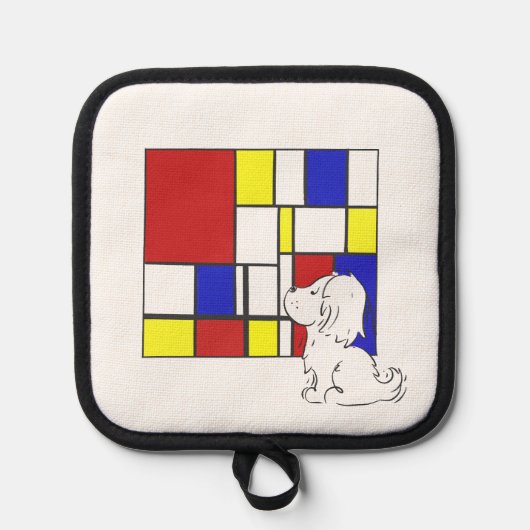 Mondriaan Geïnspireerde Kamille Pannenlap (Voorkant)