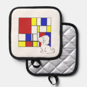 Mondriaan Geïnspireerde Kamille Pannenlap (Voorkant / Achterkant)